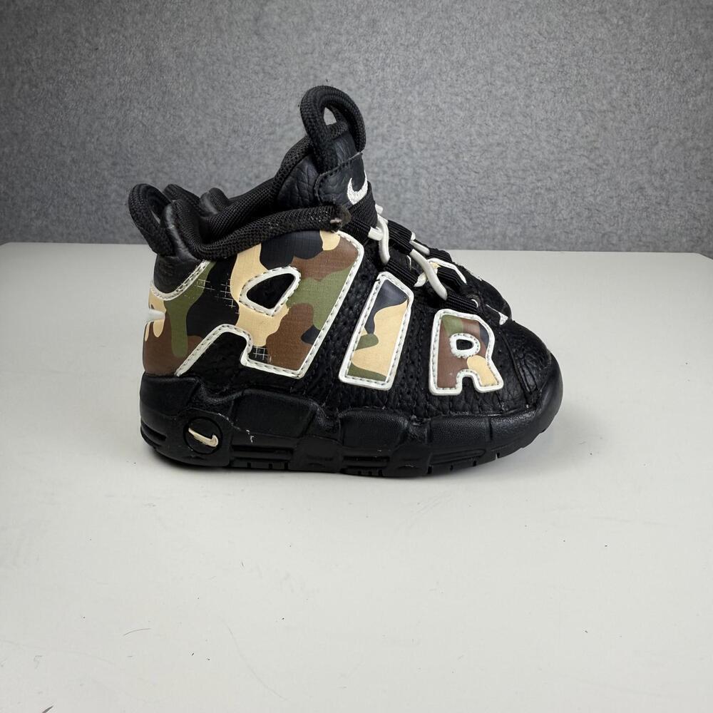 Nike Air More Uptempo QS PS Black Camo Sneakers CJ0932-001 Toddler Size 5C